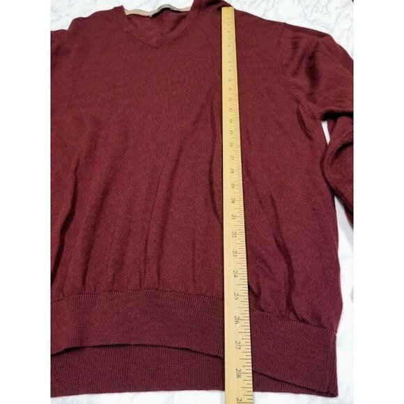 Raffi Mens V-Neck Merino Wool Sweater XXL Burgundy - Picture 7 of 8